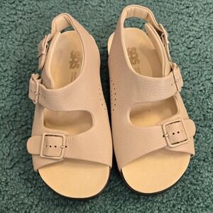SAS Womens 7.5WW Relaxed Natural Leather Slingback Sandals Buckle Casual Comfort